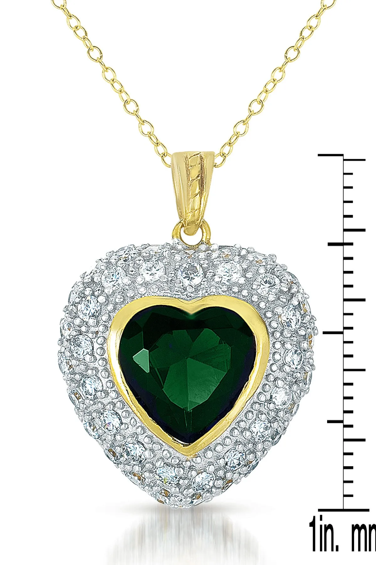 Emma Heart Shaped Emerald Cubic Zirconia Last Pair Necklace